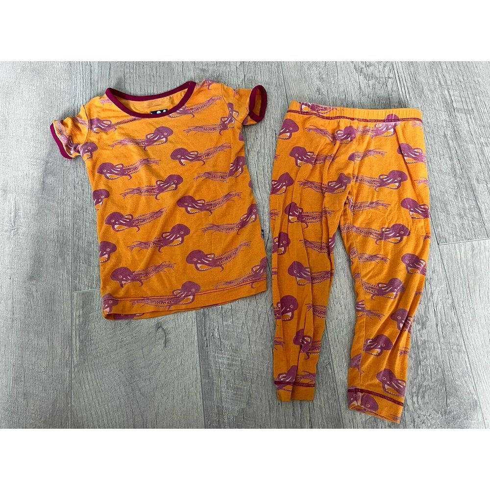 Kickee Pants Pajama Set in Apricot Octopus, Size 18-24 months